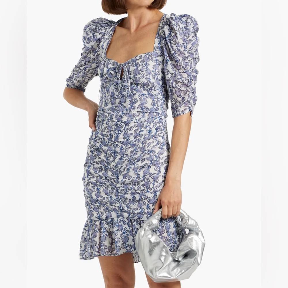 MARANT ÉTOILE
Galdino ruched printed cotton-voile mini dress- NEW